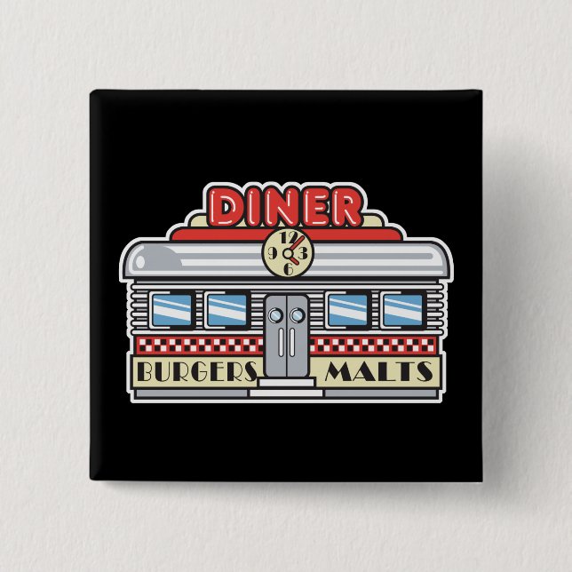 retro diner design 15 cm square badge (Front)