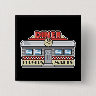retro diner design 15 cm square badge