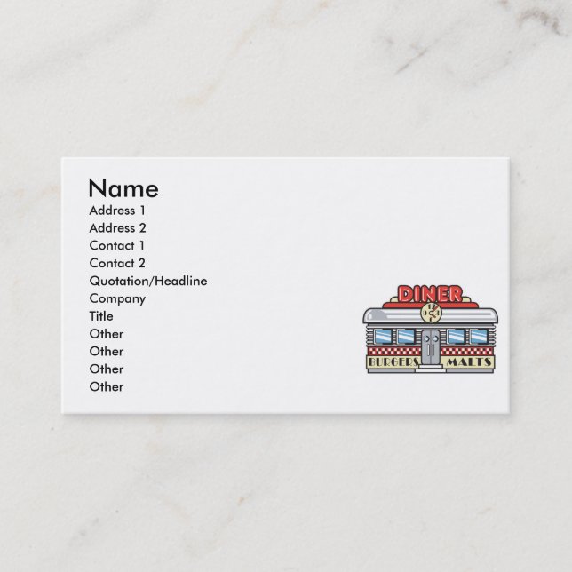 retro diner design business card (Front)