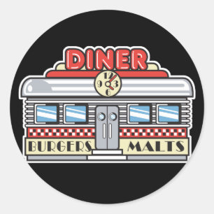 retro diner design classic round sticker