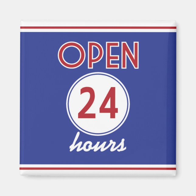 Retro Diner Design Magnet Open 24 Hours (Front)
