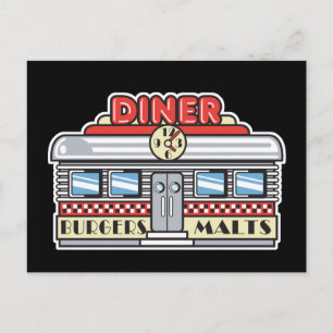 retro diner design postcard