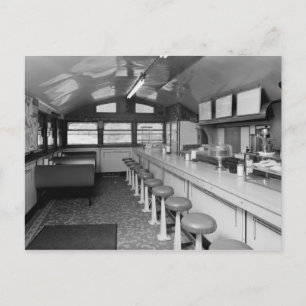 Retro Diner Interior 1950s Postcard