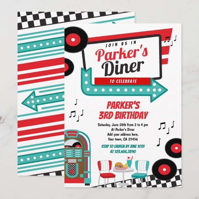 Retro Diner Party Invitation (Front/Back)