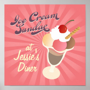 Retro Diner Poster Ice Cream Sundae