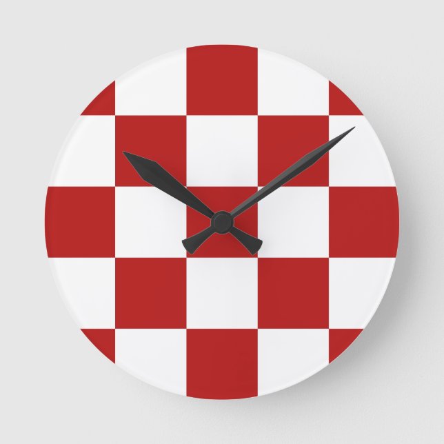 Retro Diner Red & White Checkers Clock Vintage (Front)