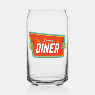 Retro Diner Sign Custom  Can Glass