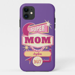 Retro Diner Sign Super Mum iPhone 11 Case