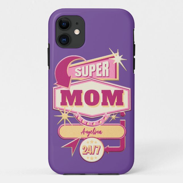 Retro Diner Sign Super Mum Case-Mate iPhone Case (Back)