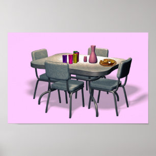 Retro Diner table and chairs Poster