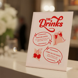 Retro Diner Wedding Bar Menu Pedestal Sign