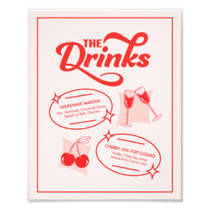 Retro Diner Wedding Bar Menu Photo Print