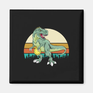 Retro Dino Dinosaur Golfer Gift T Rex Disc Golf Magnet