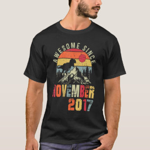 Retro Dinosaur 5th Birthday 5 Years Awesome Novemb T-Shirt