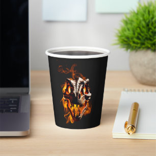  Retro Dinosaur Dead Burning Skull in Fire  Paper Cups