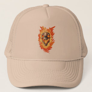  Retro Dinosaur Dead Burning Skull in Fire  Trucker Hat