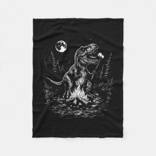 Retro dinosaur s'mores campfire moon camper fleece blanket