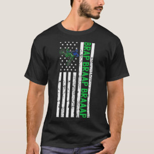 Retro Dirt Bike American Flag Graphic  Vintage T-Shirt