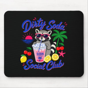 Retro dirty soda social club racoon summer mouse mat