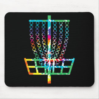 Retro Disc Golf Basket Hippie Rainbow Tie Dye Disc Mouse Mat