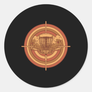 Retro Disc Golf Basket Target Flying Disc Golfing Classic Round Sticker