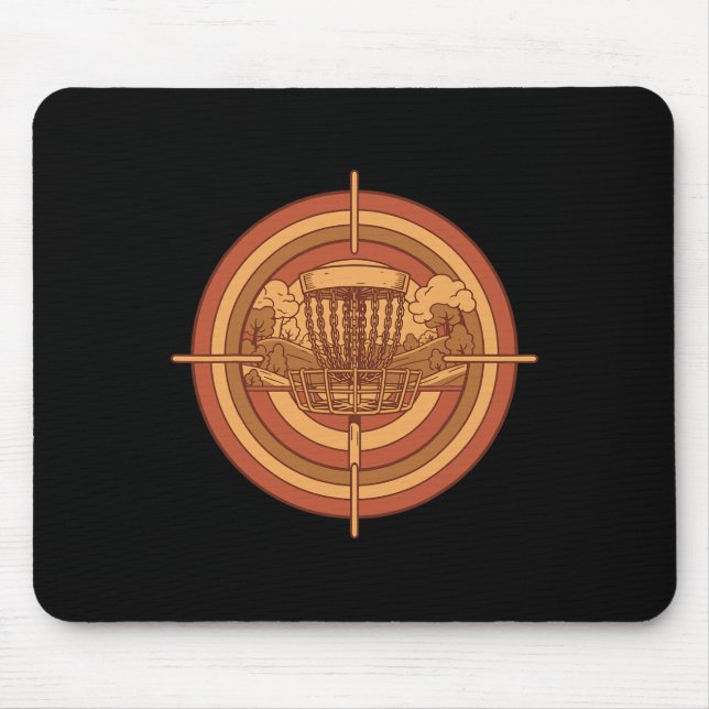 Retro Disc Golf Basket Target Flying Disc Golfing  Mouse Mat (Front)