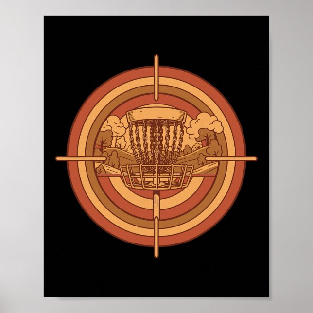Retro Disc Golf Basket Target Flying Disc Golfing  Poster (Front)