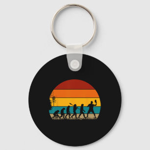 Retro Disc Golf Evolution Key Ring