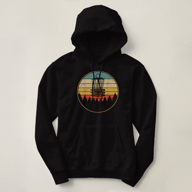 Retro  Disc Golf Frisbee Ultimate Sport Hoodie (Design Front)