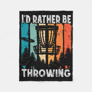 Retro Disc Golf Frolf Flying I'd Rather Be Disc Go Fleece Blanket