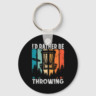 Retro Disc Golf Frolf Flying I'd Rather Be Disc Go Key Ring