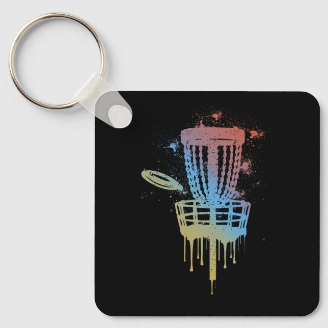 Retro Disc Golf Frolf Frisbee Golf Disc Golfing Pl Key Ring (Front)