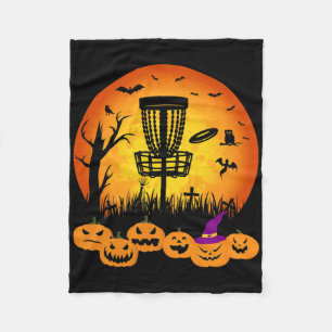 Retro Disc Golf Halloween Graveyard Scary Disc Gol Fleece Blanket