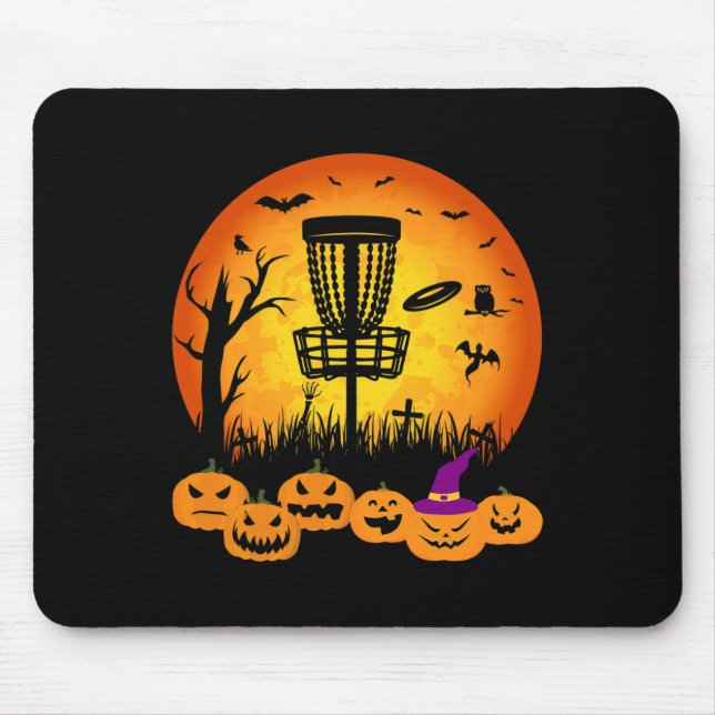 Retro Disc Golf Halloween Graveyard Scary Disc Gol Mouse Mat (Front)