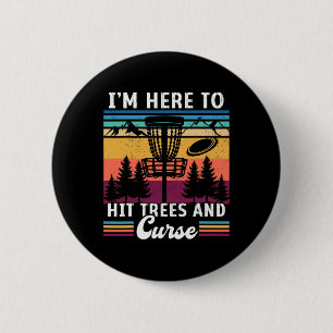Retro Disc Golf Hit Trees And Curse Disc Golf Play 6 Cm Round Badge