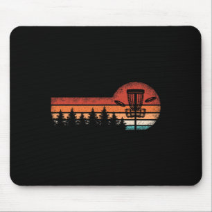 Retro Disc Golf Landscape Trees Men Women Mouse Mat