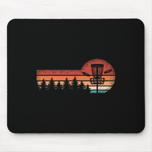 Retro Disc Golf Landscape Trees Men Women  Mouse Mat (Front)