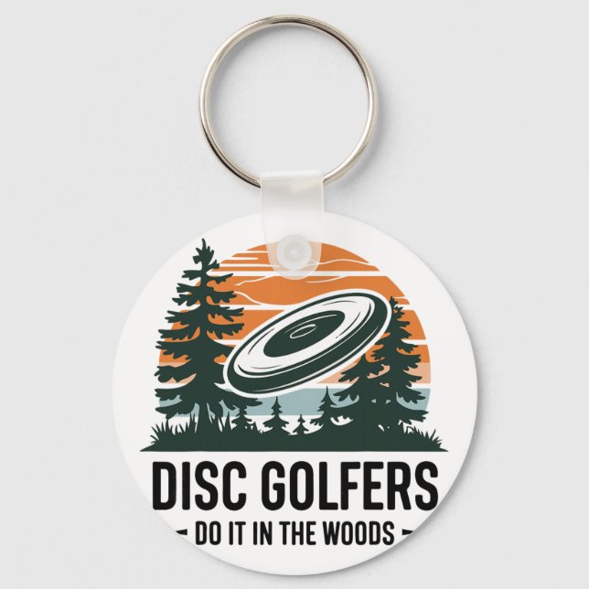 Retro Disc Golf Nature Scene For Players  Key Ring (Front)