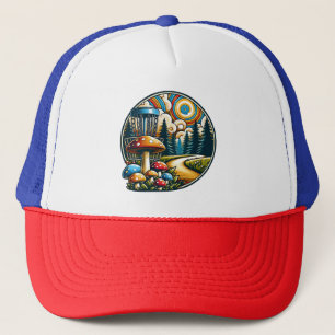 Retro Disc Golf Psychedelic Ai Art Trucker Hat