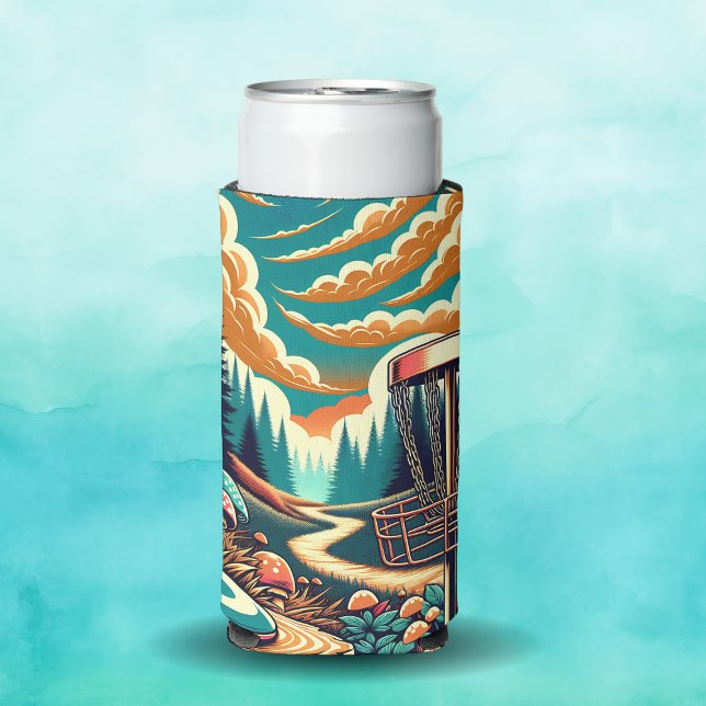 Retro Disc Golf Psychedelic Art Seltzer Can Cooler (Creator Uploaded)