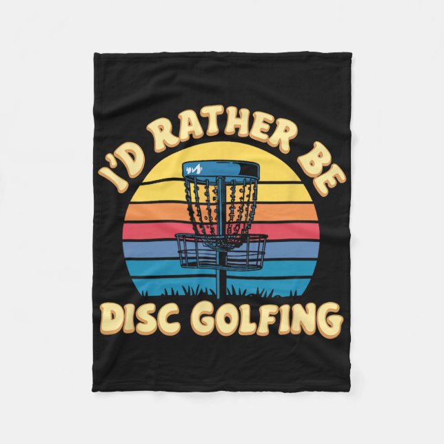 Retro Disc Golf Sket, Id Rather Be Disc Golfing  Fleece Blanket (Front)