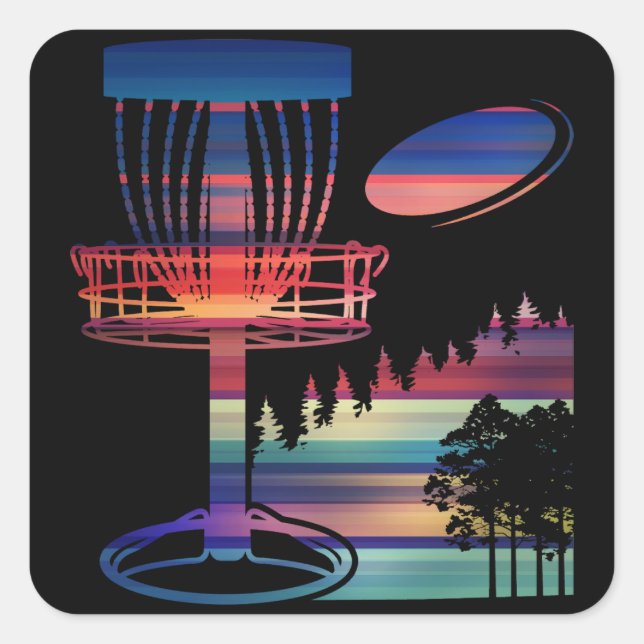 Retro Disc Golf Sport Square Sticker (Front)