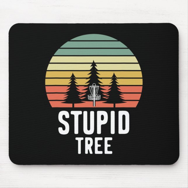 Retro Disc Golf Stupid Tree Funny Frisbee Golf Gif Mouse Mat (Front)