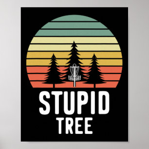 Retro Disc Golf Stupid Tree Funny Frisbee Golf Gif Poster