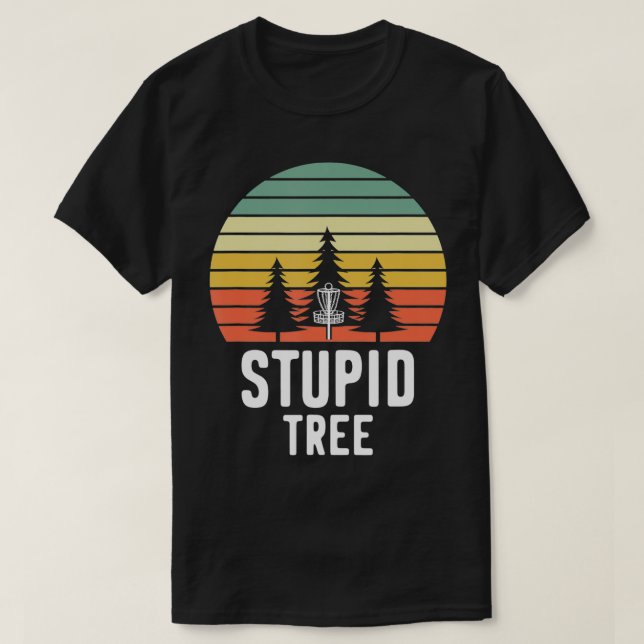 Retro Disc Golf Stupid Tree Funny Frisbee Golf Gif T-Shirt (Design Front)