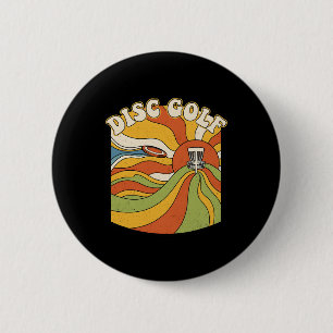 Retro Disc Golf Sunburst Sket Disc Golfer 6 Cm Round Badge