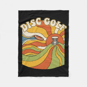 Retro Disc Golf Sunburst Sket Disc Golfer Fleece Blanket
