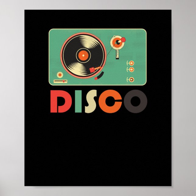 Retro Disc Jockey DJ Controllers Disco Vinyl Poster (Front)
