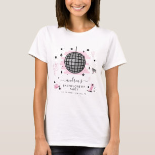 Retro Disco Bachelorette Party Space Cowgirl Pink  T-Shirt