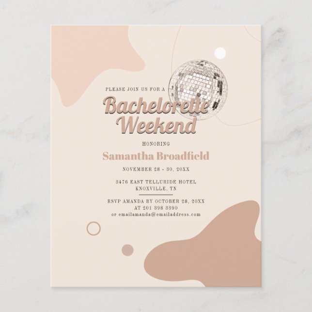 Retro Disco Bachelorette Weekend Party Invitation (Front)